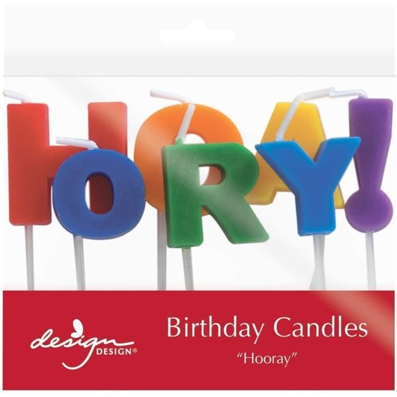 JAM Paper Specialty - 'Hooray!' Birthday Candle Set - 2 3/4" x 3/4" - 7 Candles - Picture 1 of 1
